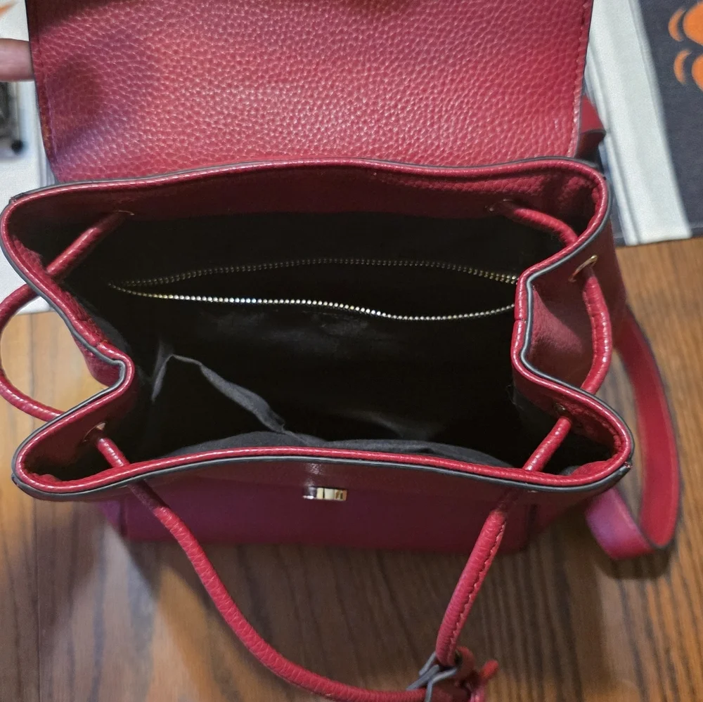Faux Leather Backpack Red